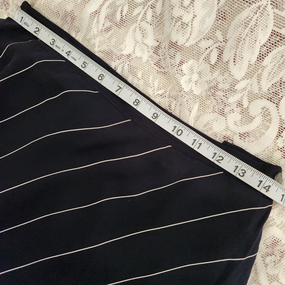 Vintage Lauen Ralph Lauren Navy White Bias Striped Skirt Size 10 28.5" - Picture 5 of 6